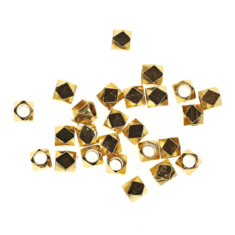 4 mm gold-plate flat-faced diamond bead