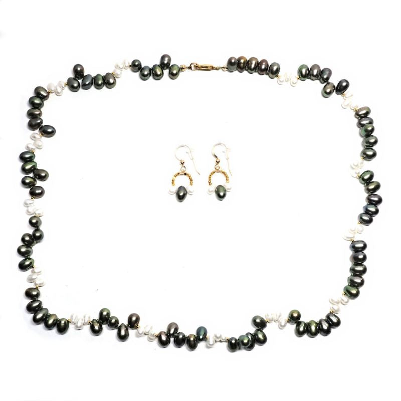 Moss Pearl necklace and earrings