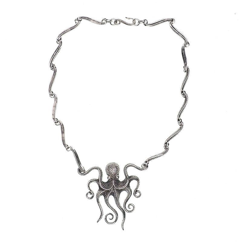 Sterling silver octopus necklace