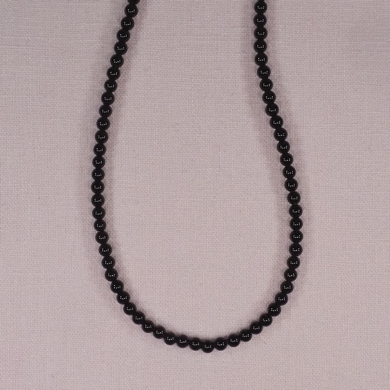 4 mm round black onyx beads