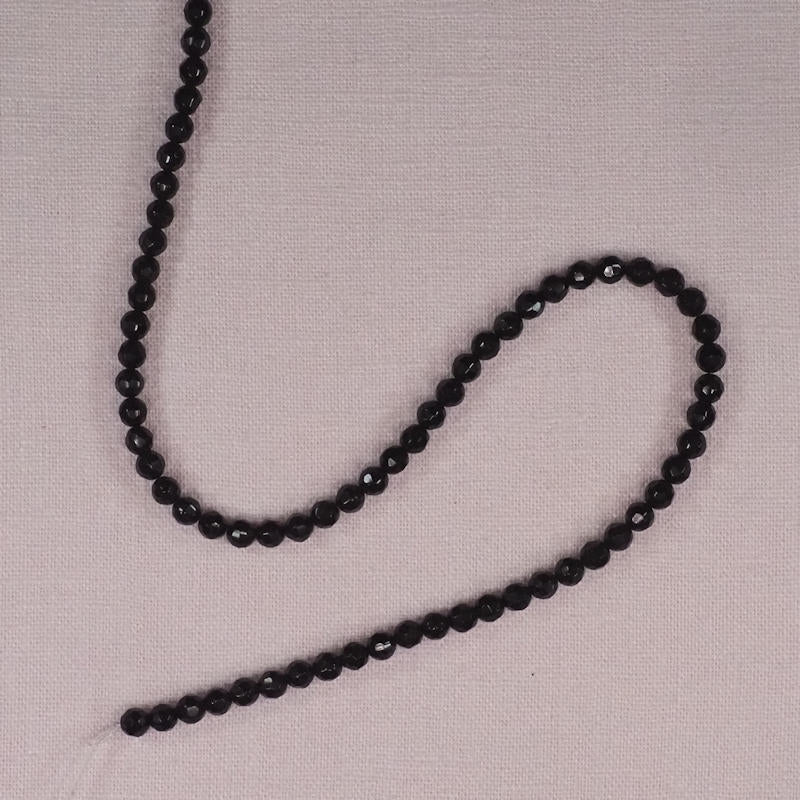 4 mm faceted round black onyx beads