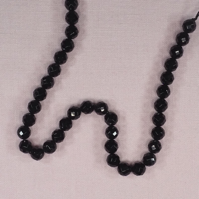 8 mm faceted round black onyx beads