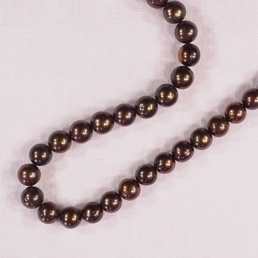 10 mm round dark copper colored pearls