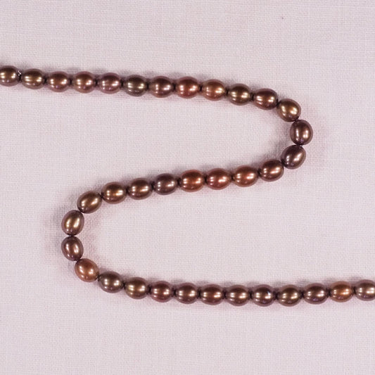 8 mm pink-copper oval shaped pearls