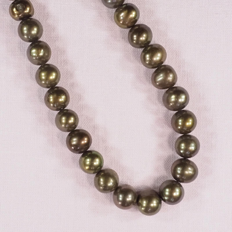 10 mm to 12 mm round dark green pearls