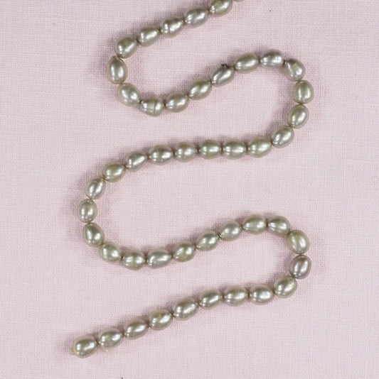 6 mm oval grey-green pearls