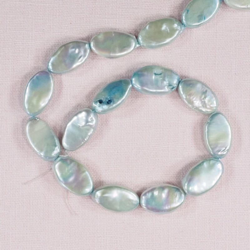 18 mm to 20 mm light blue oval pearls