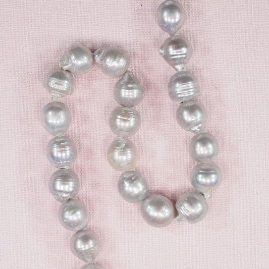 10 mm to 12 mm silver gray Baroque pearls