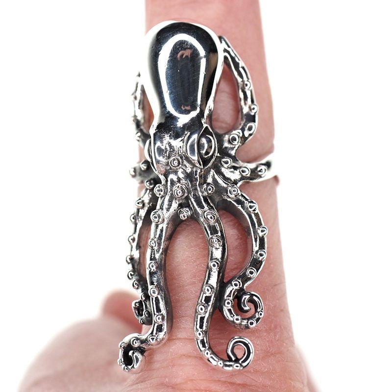 Sterling silver octopus ring