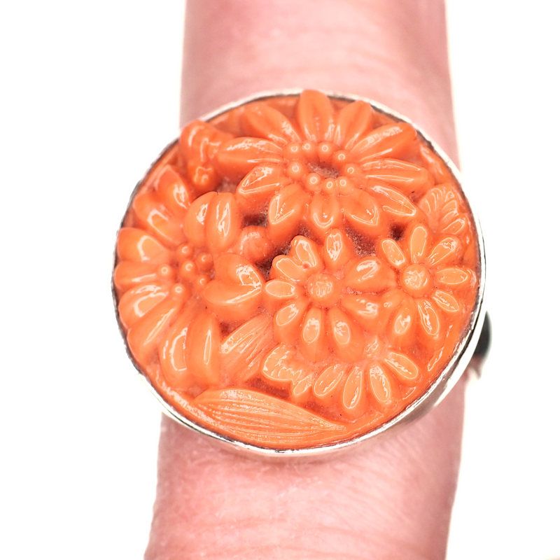 Coral floral ring