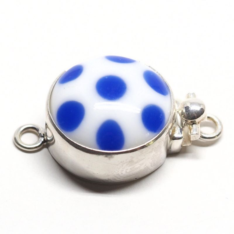 Blue and white polka dot clasp