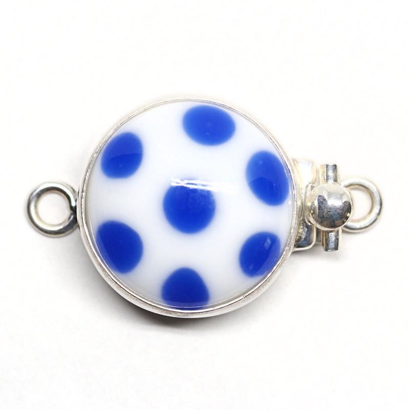 Blue and white polka dot clasp