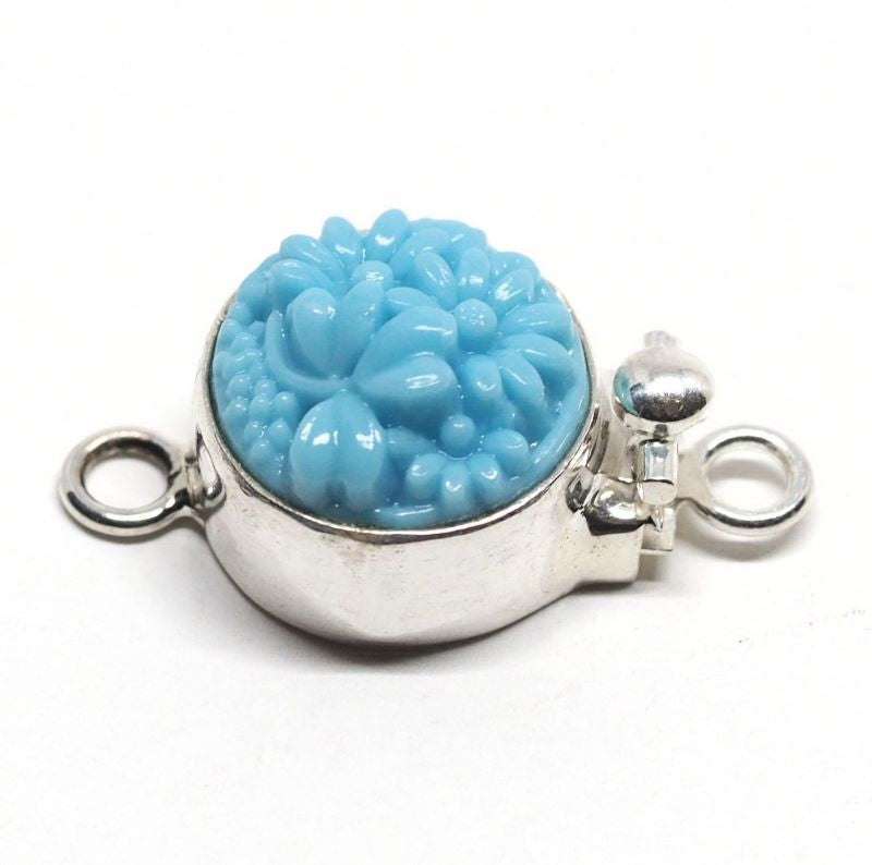 Round turquoise flower clasp