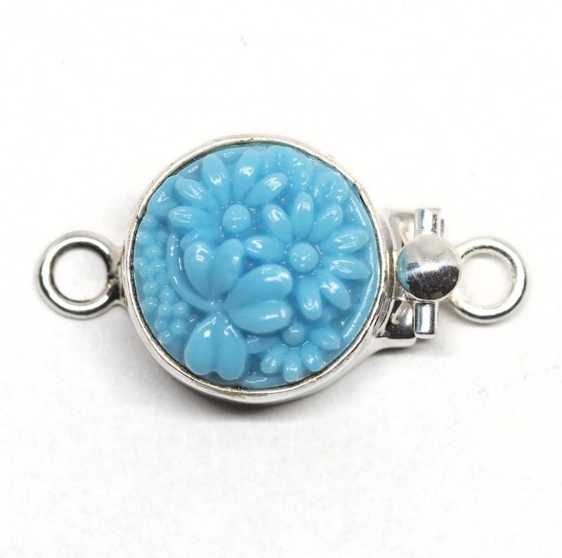 Round turquoise flower clasp