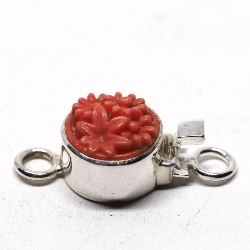 Tiny coral flower clasp