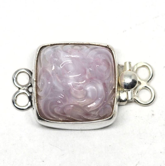 Pink carved glass dome clasp