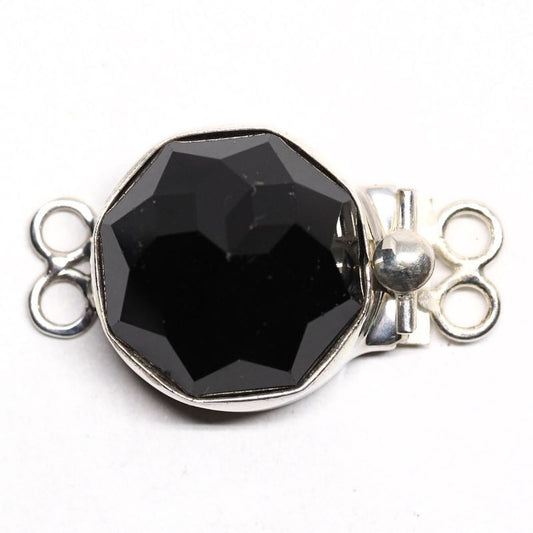 Large round jet Swarovski clasp