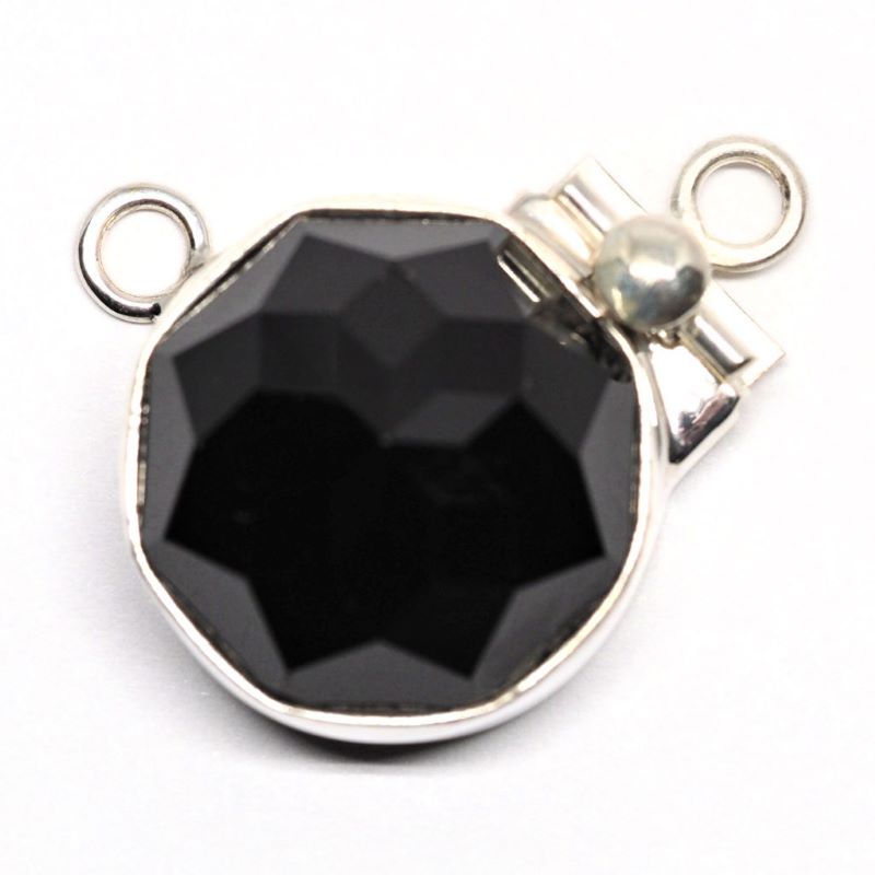 Large round jet Swarovski pendant clasp