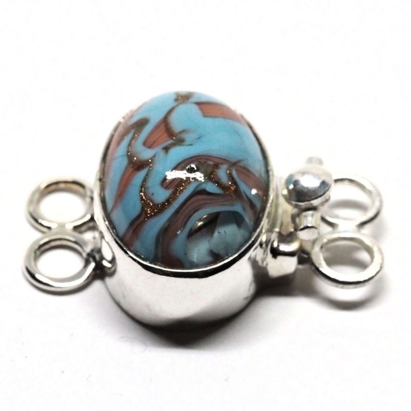 Oval blue swirl bracelet clasp