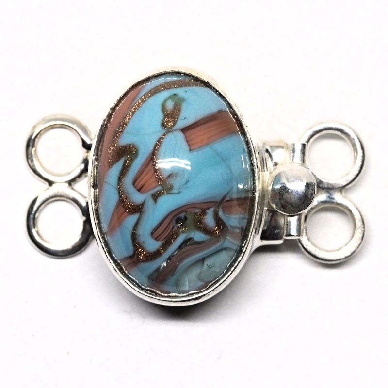 Oval blue swirl bracelet clasp