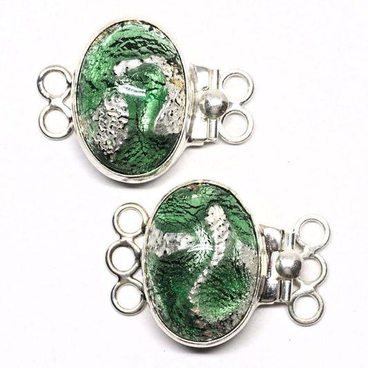 Emerald silver foil bracelet clasp