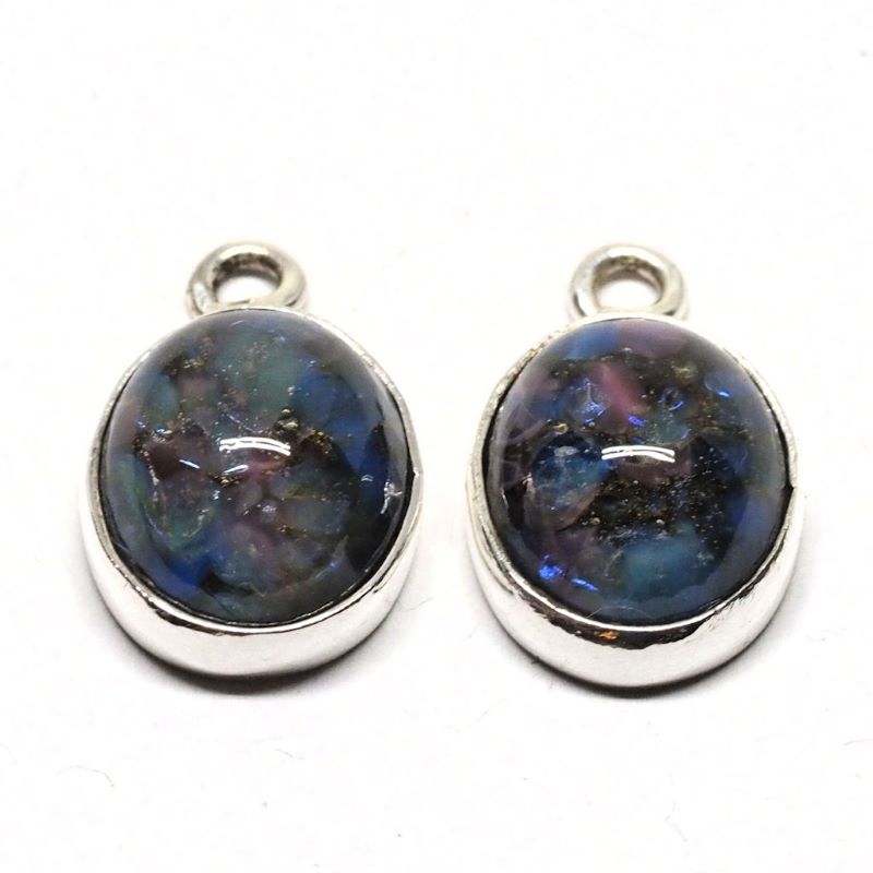 Faux blue opal earring drops