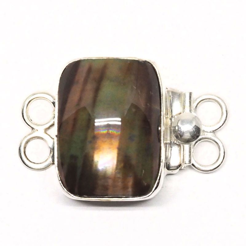 Rectangular brown pearl bracelet clasp