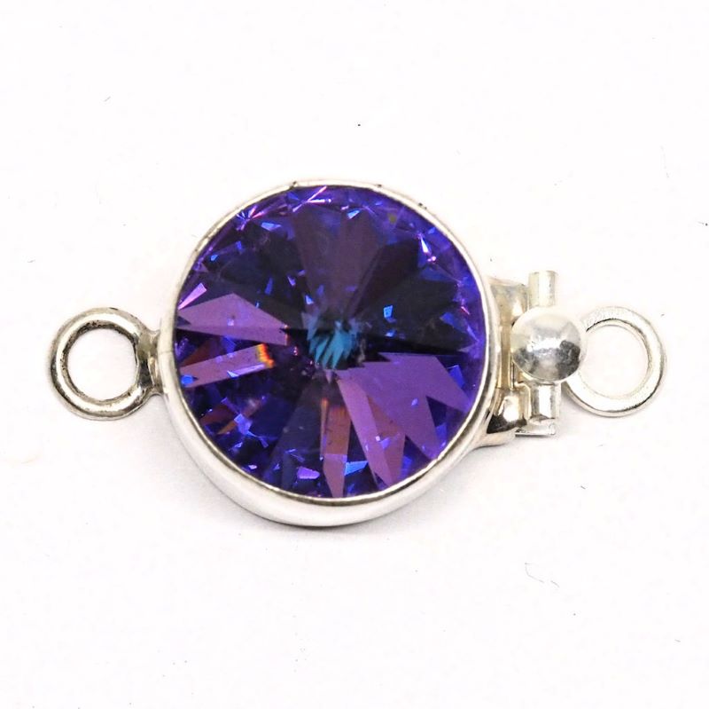 Round heliotrope Swarovski clasp