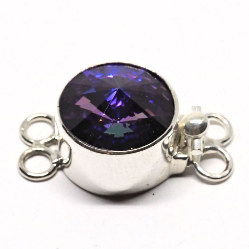 Round heliotrope Swarovski clasp