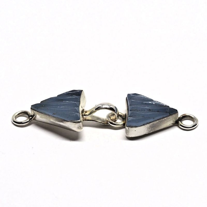 Light blue incised glass hook clasp