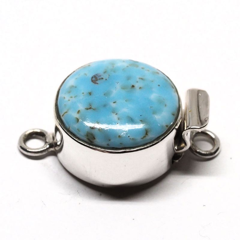 Vintage Japanese glass ?turquoise? round clasp