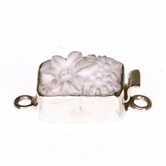 White floral sterling silver box clasp