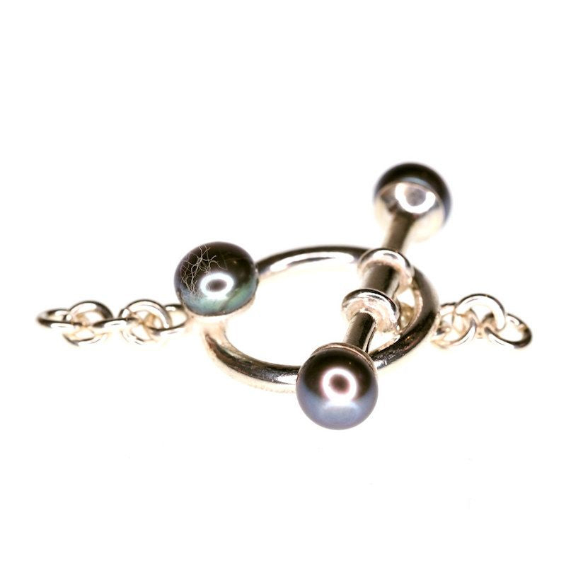 Gray pearl toggle clasp with pearl detail