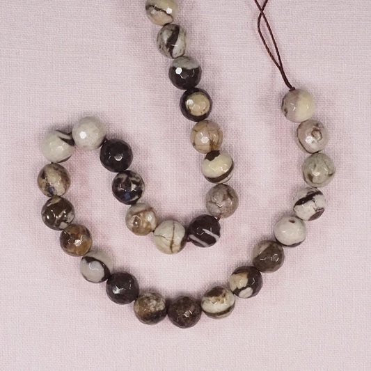 10 mm faceted round zebra jasper beads