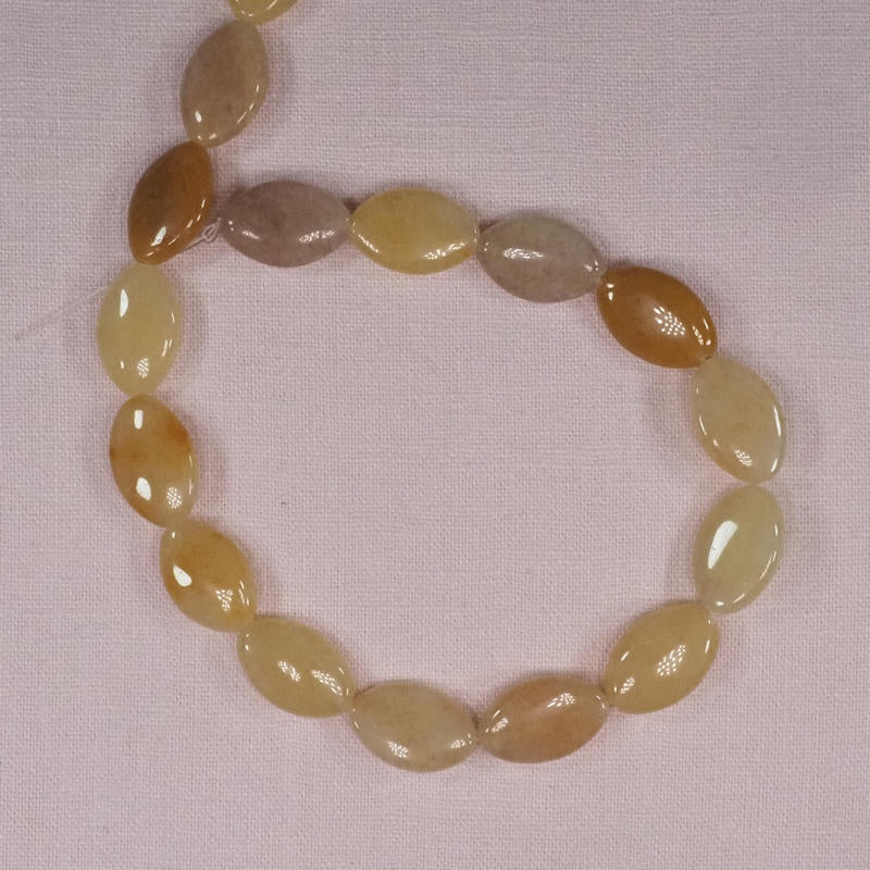 20 mm by 12 mm yellow jade oval beads