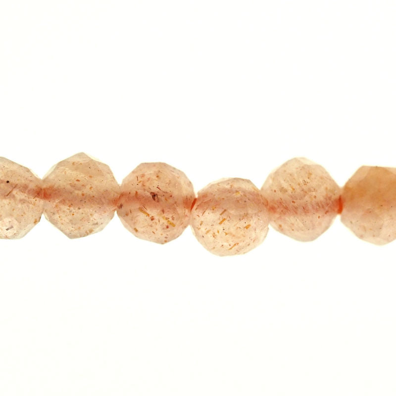 2 mm micro-faceted peach moonstone beads