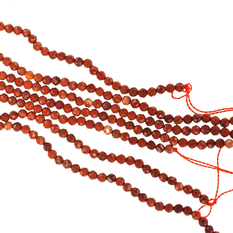 2 mm micro-faceted red jasper beads