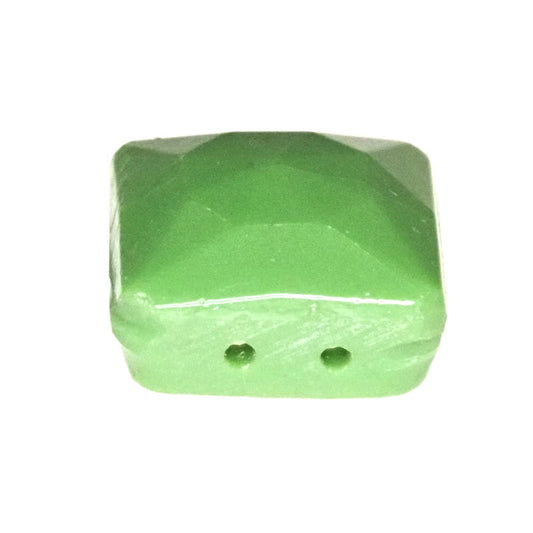 Vintage small green two-hole square beads