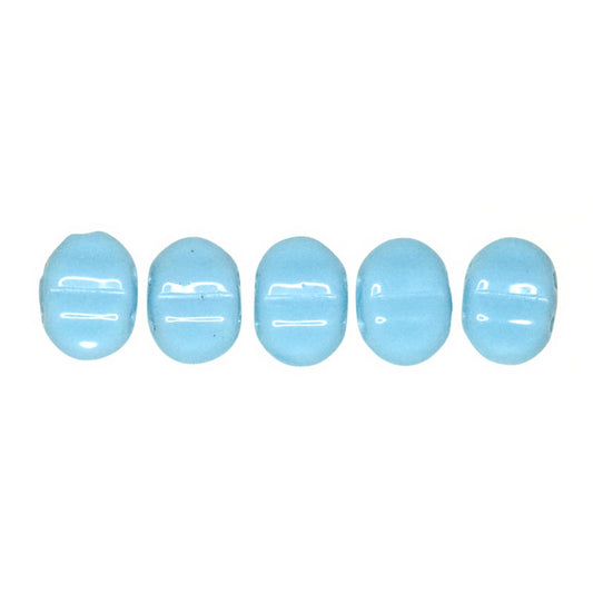 Vintage ridged two-hole bright turquoise beads