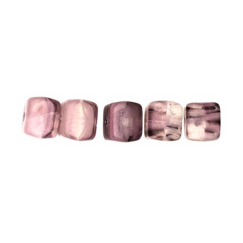 Vintage lilac striped square beads