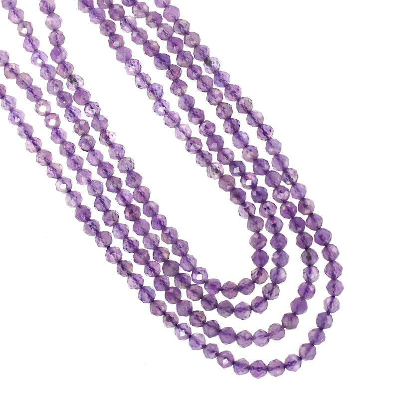 2 mm micro-faceted amethyst beads