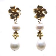 Pearl and lily earrings