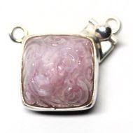 Pink carved glass dome pendant clasp