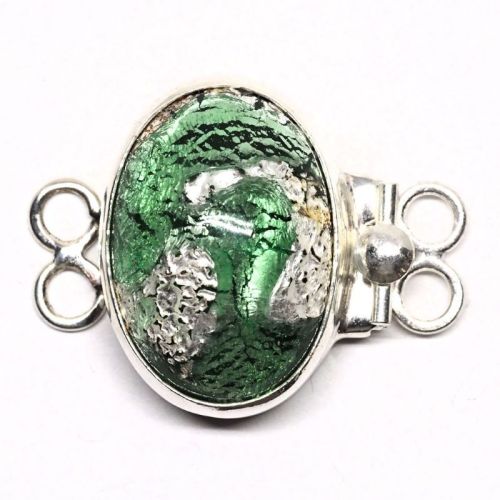 Emerald silver foil bracelet clasp