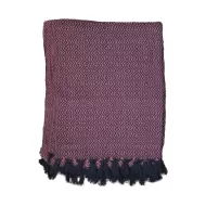 Purple and black hand-loomed cotton blanket