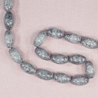 14 mm by 8 mm vintage Czech blue-gray glass oval beads