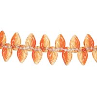 10 mm by 6 mm top-drilled dark orange vintage glass leaves