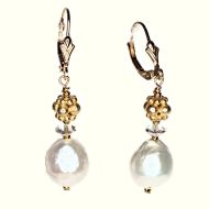 Pearl and gold earrings